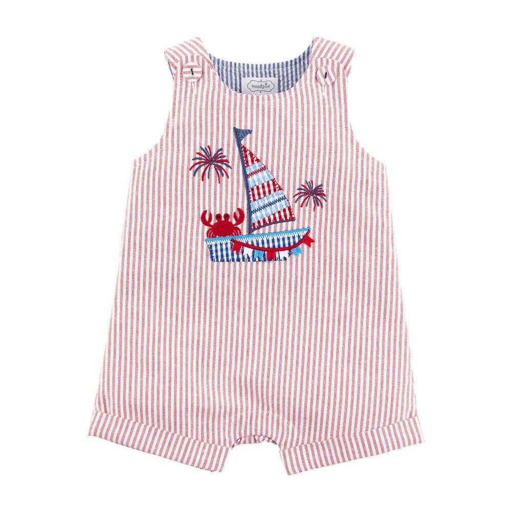 Mud Pie Little Boys' July Fourth Sailboat Jon Jon / Shortall / One Piece